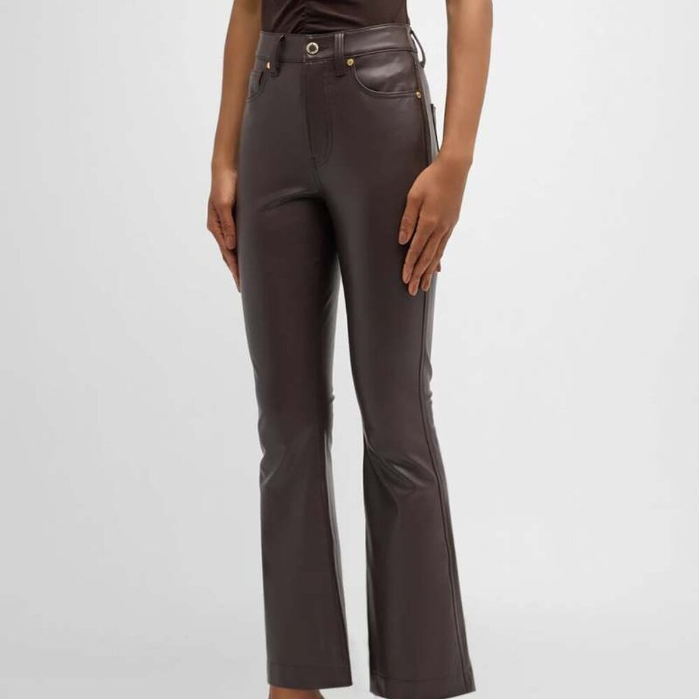 Veronica Beard Carson High-Rise Ankle Flare Dark Chocolate Pants NWT 27 - Picture 3 of 7